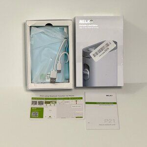 Nelko Label Maker Machine with Tape, P21 Bluetooth Label Printer, Cyan color
